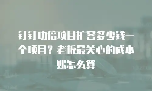 钉钉功倍项目扩容多少钱一个项目？老板最关心的成本账怎么算