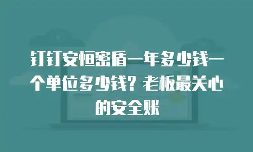 钉钉安恒密盾一年多少钱一个单位多少钱？老板最关心的安全账
