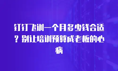 钉钉飞训一个月多少钱合适？别让培训预算成老板的心病