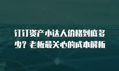 钉钉资产小达人价格到底多少？老板最关心的成本解析