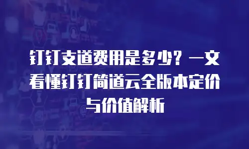钉钉支道费用是多少？一文看懂钉钉简道云全版本定价与价值解析