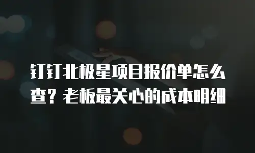 钉钉北极星项目报价单怎么查？老板最关心的成本明细