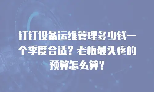 钉钉设备运维管理多少钱一个季度合适？老板最头疼的预算怎么算？