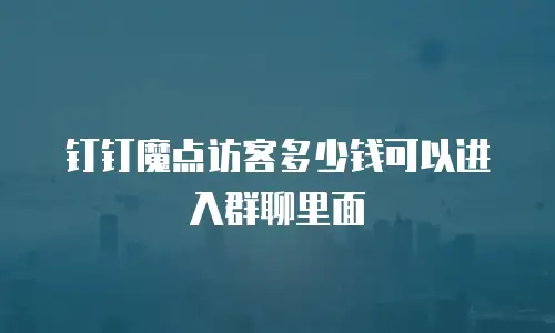 钉钉魔点访客多少钱可以进入群聊里面