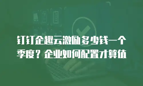 钉钉企趣云激励多少钱一个季度？企业如何配置才算值