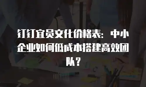 钉钉宜员文化价格表：中小企业如何低成本搭建高效团队？