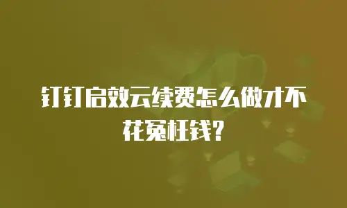 钉钉启效云续费怎么做才不花冤枉钱？