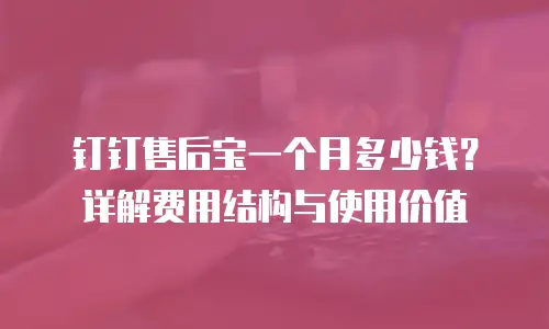钉钉售后宝一个月多少钱？详解费用结构与使用价值