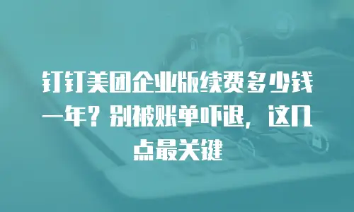 钉钉美团企业版续费多少钱一年？别被账单吓退，这几点最关键