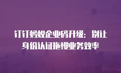 钉钉蚂蚁企业码升级：别让身份认证拖慢业务效率