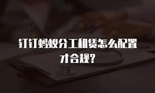 钉钉蚂蚁分工租赁怎么配置才合规？