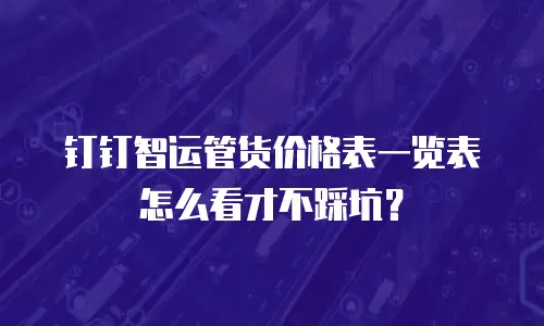 钉钉智运管货价格表一览表怎么看才不踩坑？