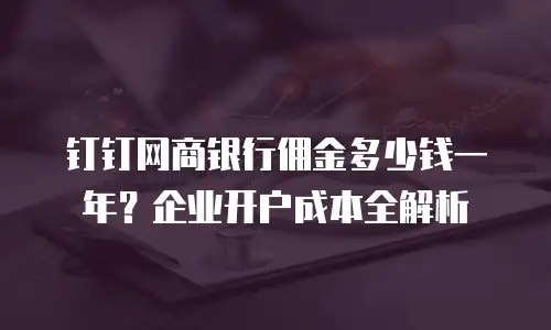 钉钉网商银行佣金多少钱一年？企业开户成本全解析