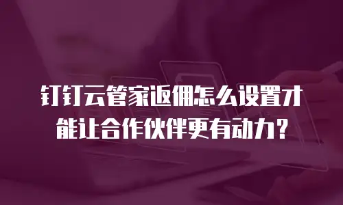 钉钉云管家返佣怎么设置才能让合作伙伴更有动力？