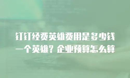 钉钉经费英雄费用是多少钱一个英雄？企业预算怎么算