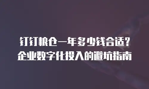 钉钉粮仓一年多少钱合适？企业数字化投入的避坑指南