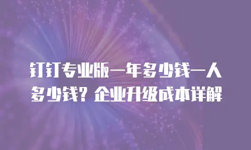 钉钉专业版一年多少钱一人多少钱？企业升级成本详解