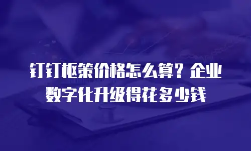 钉钉枢策价格怎么算？企业数字化升级得花多少钱