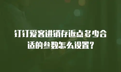 钉钉爱客进销存返点多少合适的参数怎么设置？