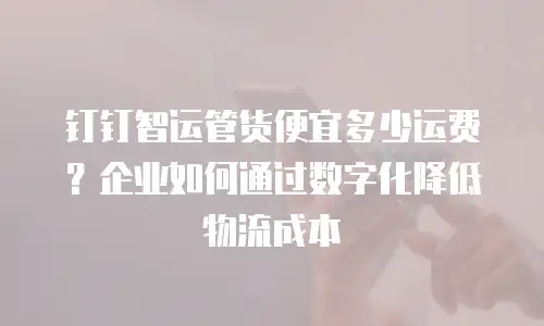 钉钉智运管货便宜多少运费？企业如何通过数字化降低物流成本