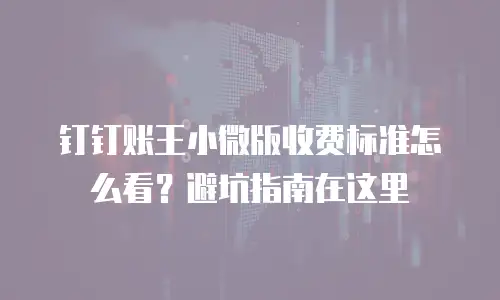 钉钉账王小微版收费标准怎么看？避坑指南在这里
