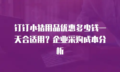 钉钉小猪用品优惠多少钱一天合适用？企业采购成本分析