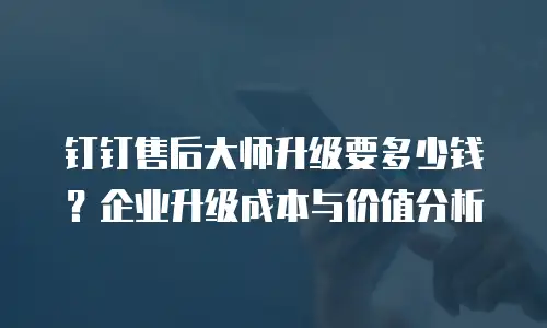 钉钉售后大师升级要多少钱？企业升级成本与价值分析