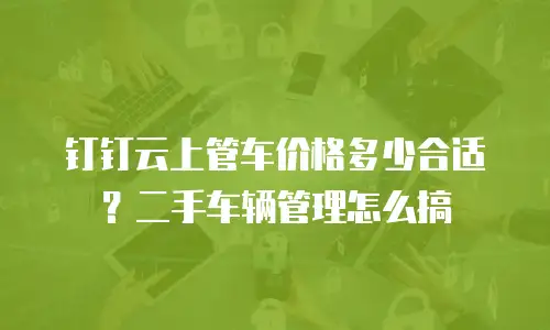 钉钉云上管车价格多少合适？二手车辆管理怎么搞
