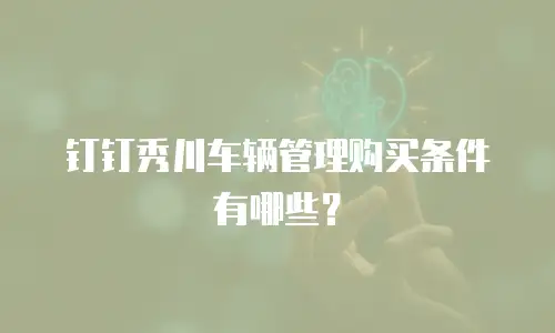 钉钉秀川车辆管理购买条件有哪些？
