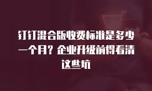 钉钉混合版收费标准是多少一个月？企业升级前得看清这些坑