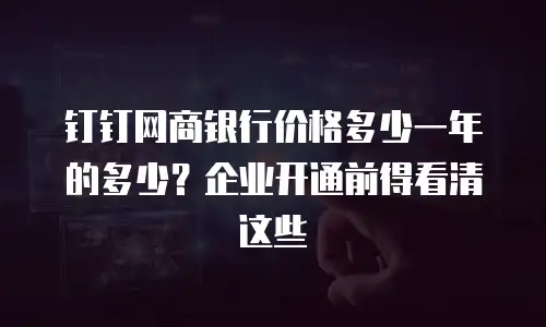 钉钉网商银行价格多少一年的多少？企业开通前得看清这些