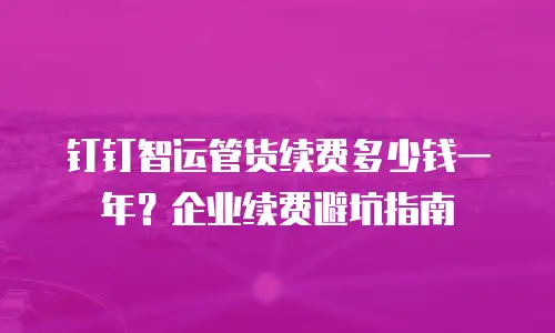 钉钉智运管货续费多少钱一年？企业续费避坑指南