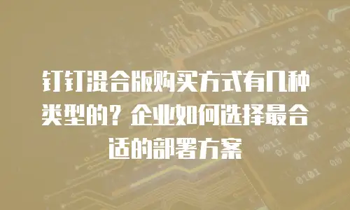 钉钉混合版购买方式有几种类型的？企业如何选择最合适的部署方案