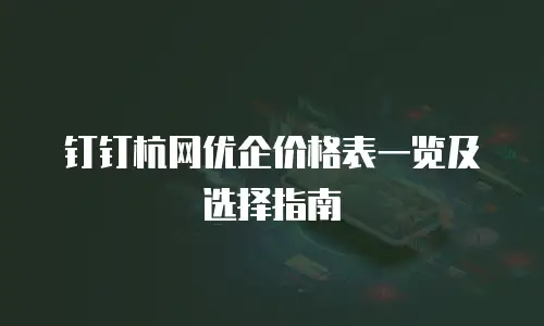 钉钉杭网优企价格表一览及选择指南