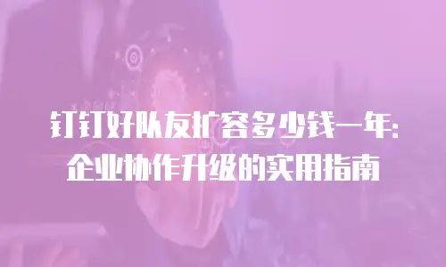 钉钉好队友扩容多少钱一年：企业协作升级的实用指南