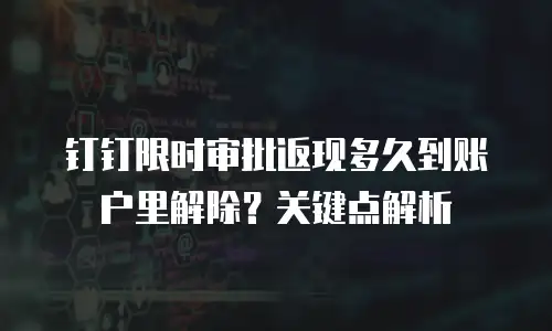 钉钉限时审批返现多久到账户里解除？关键点解析