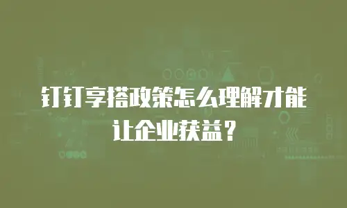 钉钉享搭政策怎么理解才能让企业获益？