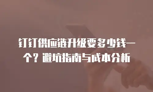 钉钉供应链升级要多少钱一个？避坑指南与成本分析