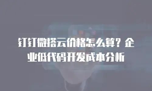钉钉微搭云价格怎么算？企业低代码开发成本分析