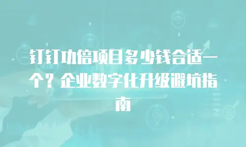 钉钉功倍项目多少钱合适一个？企业数字化升级避坑指南
