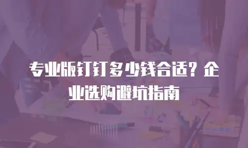 专业版钉钉多少钱合适？企业选购避坑指南
