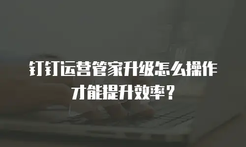 钉钉运营管家升级怎么操作才能提升效率？