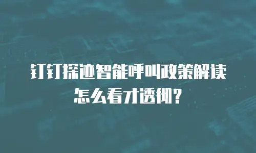 钉钉探迹智能呼叫政策解读怎么看才透彻？