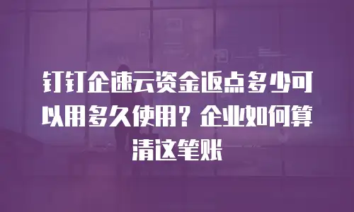 钉钉企速云资金返点多少可以用多久使用？企业如何算清这笔账