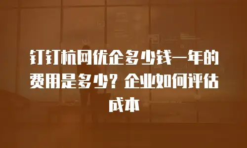 钉钉杭网优企多少钱一年的费用是多少？企业如何评估成本