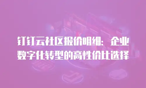 钉钉云社区报价明细：企业数字化转型的高性价比选择