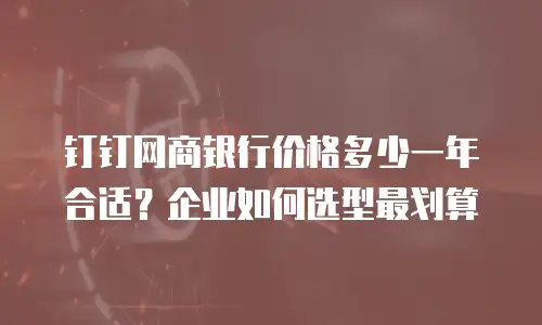 钉钉网商银行价格多少一年合适？企业如何选型最划算