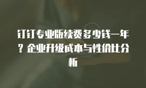 钉钉专业版续费多少钱一年？企业升级成本与性价比分析