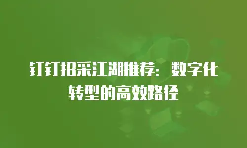 钉钉招采江湖推荐：数字化转型的高效路径