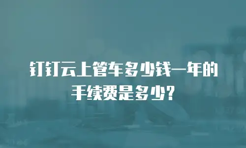 钉钉云上管车多少钱一年的手续费是多少？